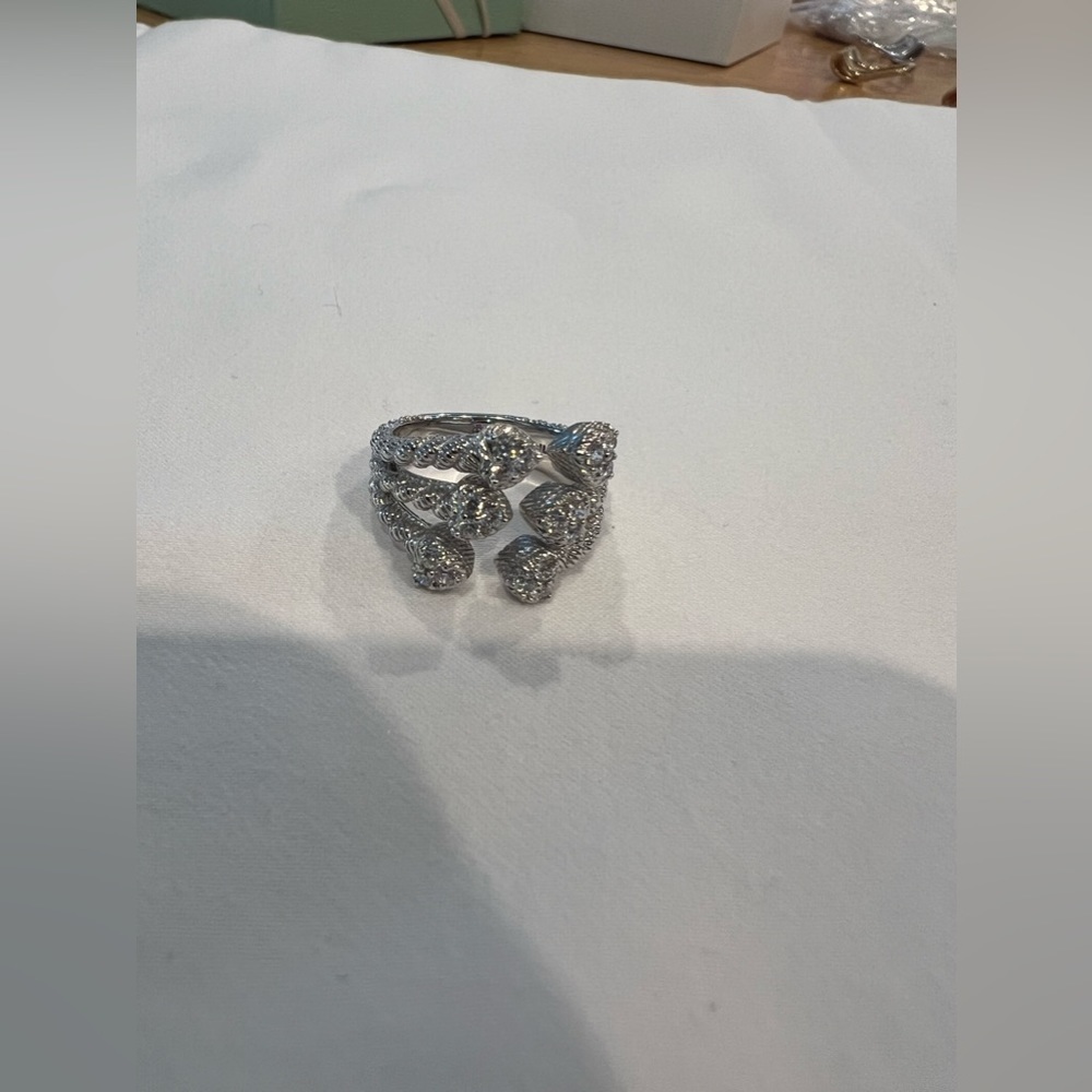 Judith Ripka Silver CZ Cluster Ring - Picture 7 of 13